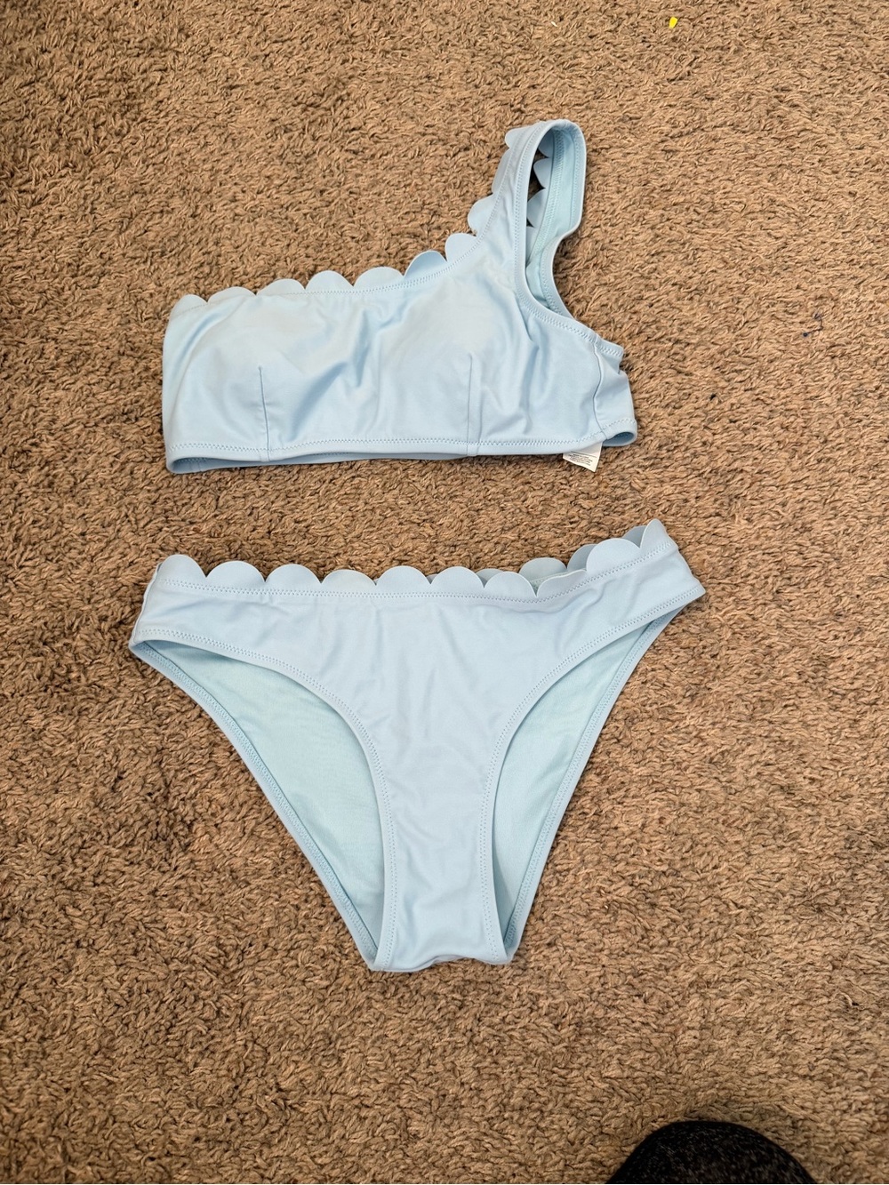 Cupshe Light Blue Scalloped One-Shoulder Bikini